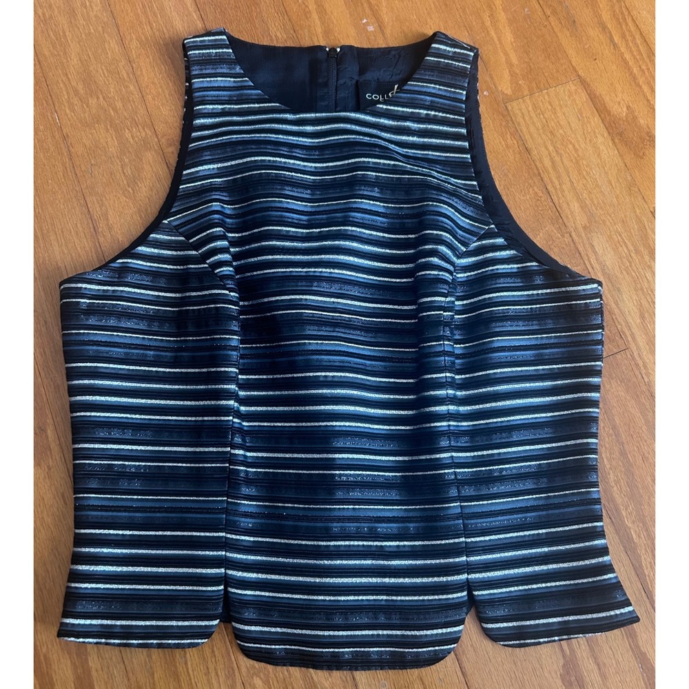 Y2K Vintage‎ Shiny Metallic Sleeveless Top Zipper Back JS Collection Size 12